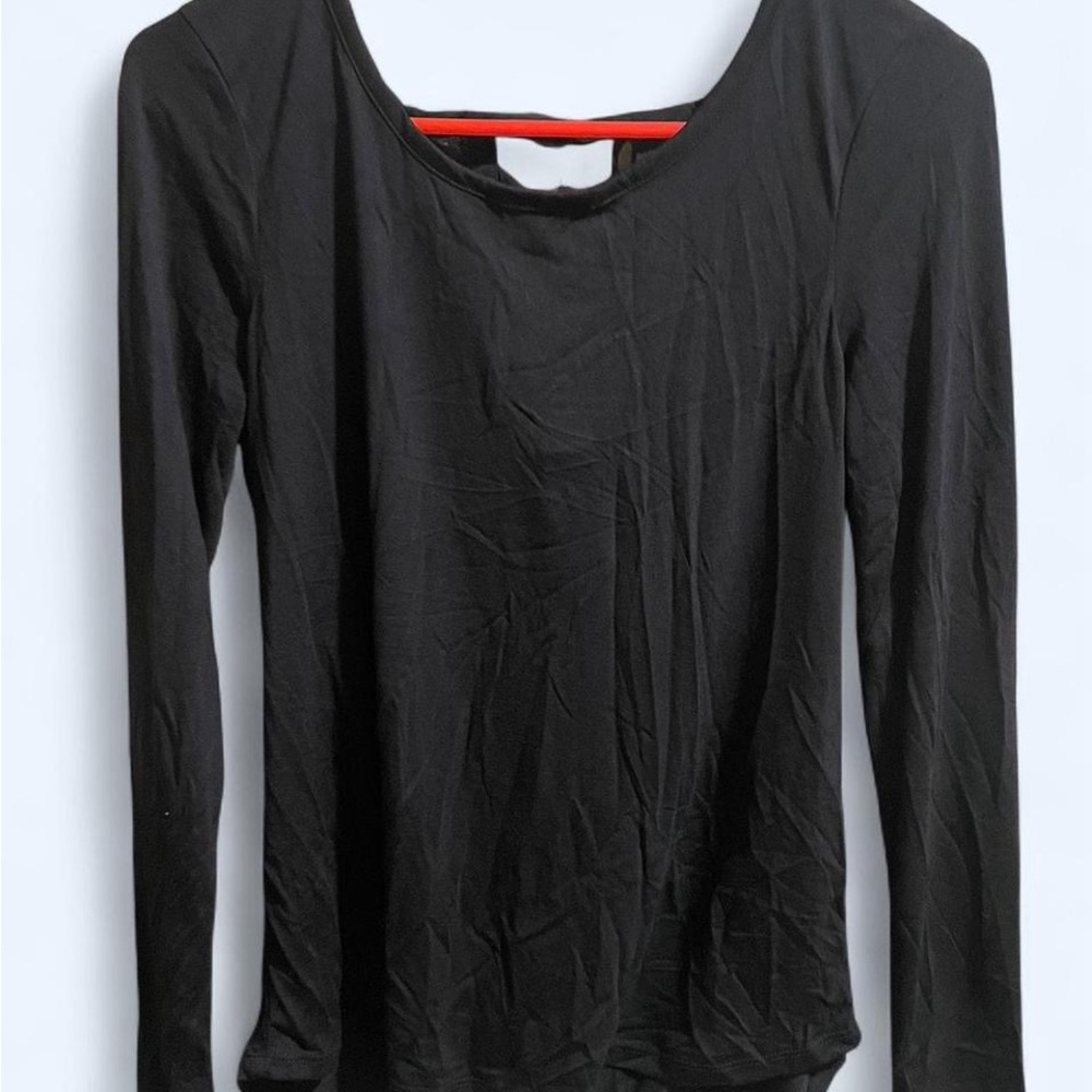 No Boundaries Black Long Sleeve Women's Tee with Lace Back Detailing
